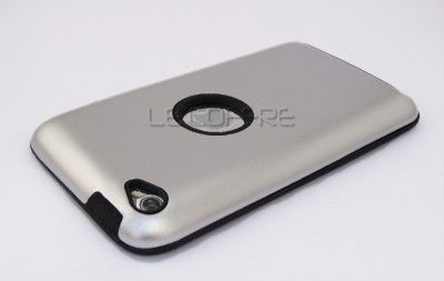 Silver Hybrid Metal Case Cover Skin for iPod Touch 4 4G  