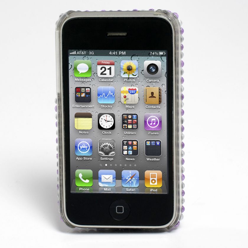 PURPLE DIAMOND I LOVE YOU BLING CASE FOR IPHONE 3G 3GS  