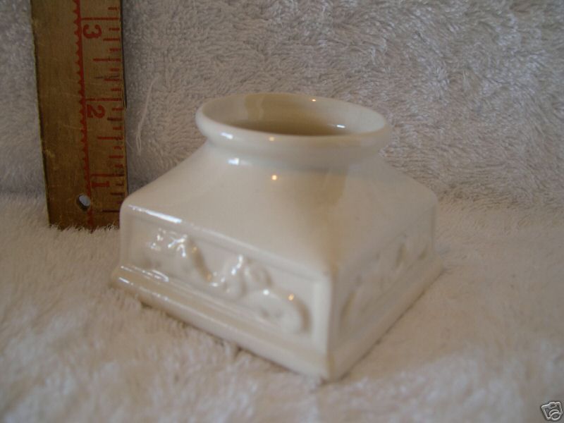 Ceramic Small Candle/egg holder, Off White, 2.5 tall  