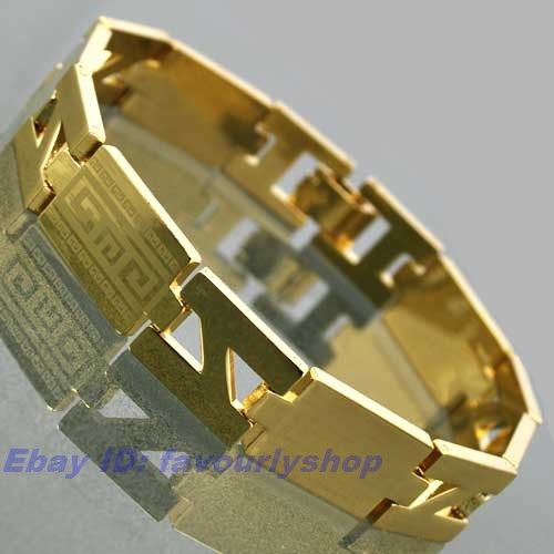 COOL PALINDROME G PATTERN 18K GOLD GP SOLID 7.9BRACELET  