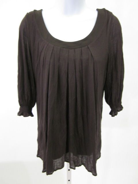 BORDEAUX Brown Scoop Neck Top Blouse Shirt Sz M/L  