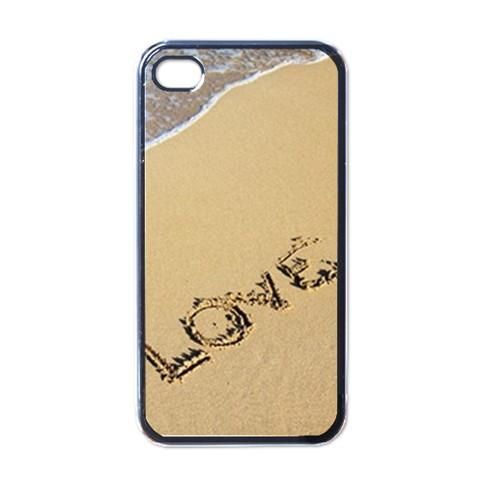 Love In The Sand Beach Black Case for iphone 4  