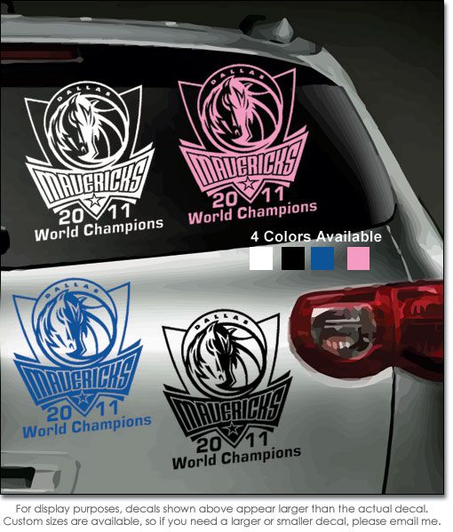 Dallas Mavericks Vinyl Window Sticker/Decal NBA Champs  