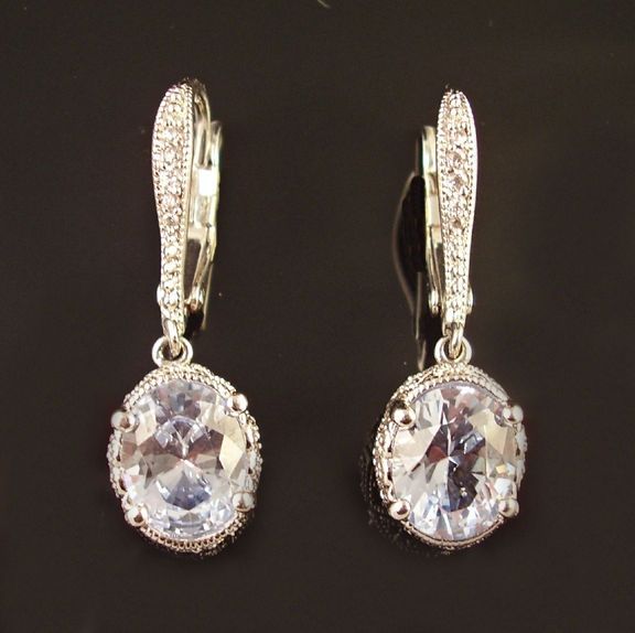 ESPO Sterling Silver CZ Dangle CZ Earrings BEAUTIFUL  