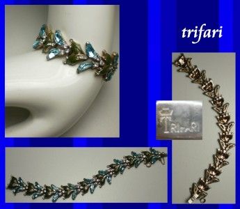   PHILIPPE GREEN ENAMEL SAPPHIRE DEMILUNE RARE VINTAGE BRACELET  