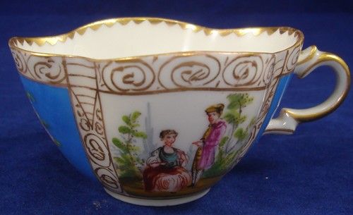 BLUE DRESDEN PORCELAIN DEMITASSE CUP Karl Richard Klemm Hand Painted 