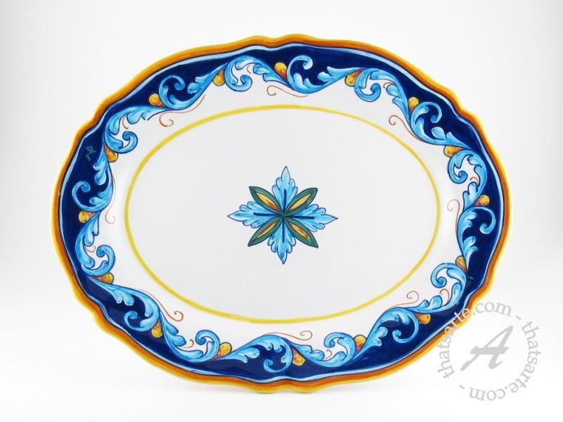 Italian Geometric Handmade Platter   Ricciarelli Deruta  