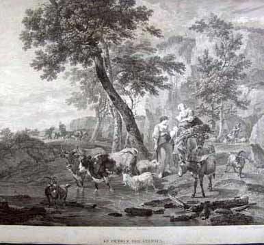 le retour des animals this is an original circa 1800 copper engraving 