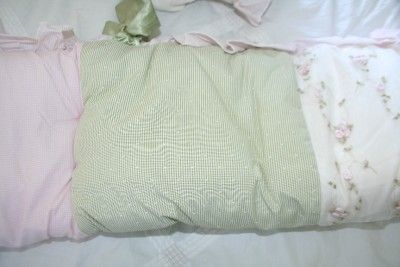 GLENNA JEAN CHLOE Crib Bedding Set 5pc Pink Green cream floral Baby 