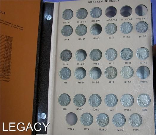 ALMOST COMPLETE BUFFALO NICKELS 53 COINS NICE BOOK (IEI  