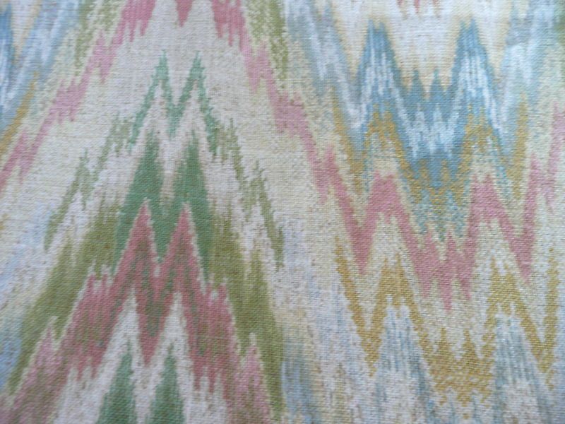 Pink Green Blue Ikat Fabric 54 Chevron flamestitch  