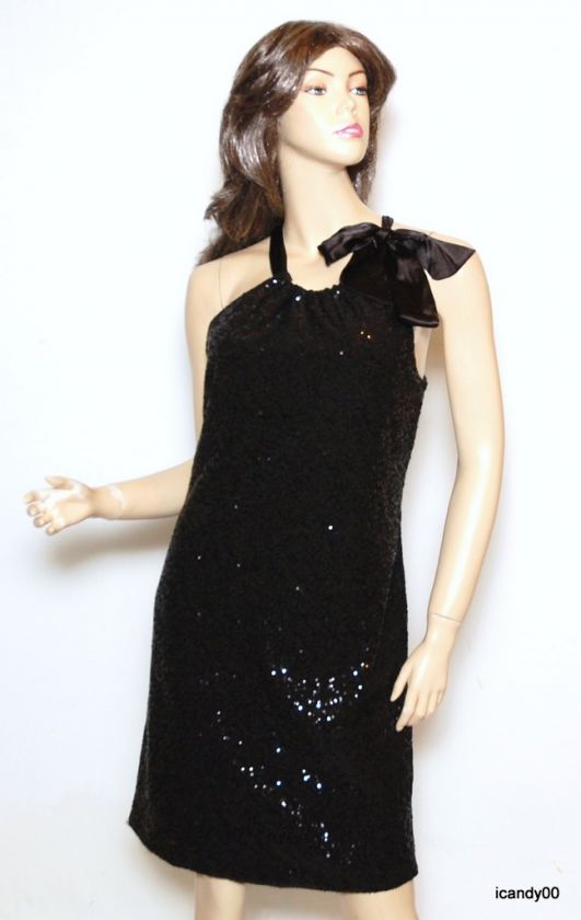 NWT TAHARI *KRYSTAL EVENING SEQUIN DRESS TOP ~BLACK *L  