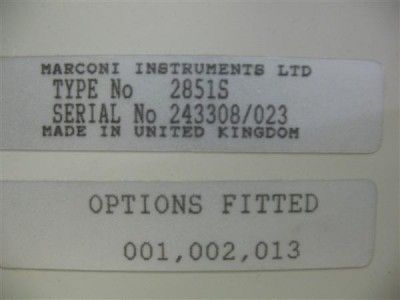 MARCONI DIGITAL COMMUNICATIONS ANALYZER 2851S 001/2 013  