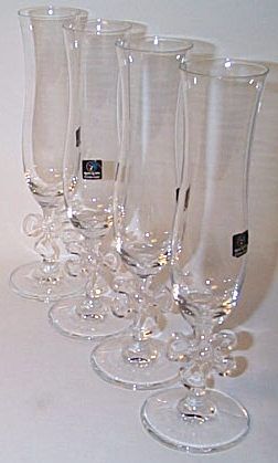 Set (4) SIGNED Marc Aurel GEOMETRIC Champagne Flutes  