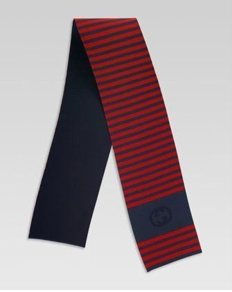 GUCCI Navy Red Interlocking G Kids Children Scarf NWT  