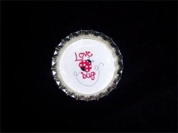 bottle cap charms lovebugs lady bugs heart valentine silver toned 