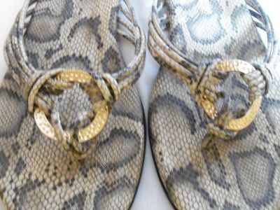 CHICOS Silver, Snakeskin Jennifer Thong Sandal 10M NNB  