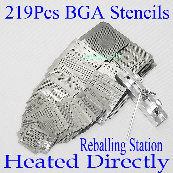 219Pcs Reballing Rework Directly Heated BGA Stencils Kit+Reballing 