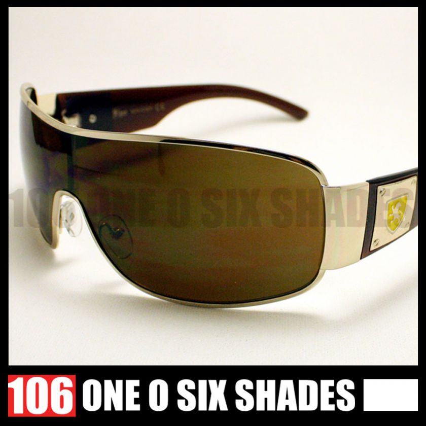 SHIELD Khan Mens Designer Shades GOLD BLACK New  