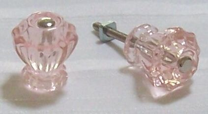 True Pink Double Flute 10point Crystal Cabinet Knobs  
