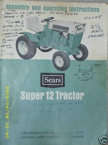 917.25311  Super 12 Garden Tractor  Owners Manual  