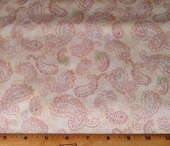Perfectly Paisley Cream Floral Cotton Fabric 2yds  