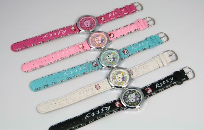 Cute Lovely Colorful Hello kitty Quartz Wrist Watch Children Party 