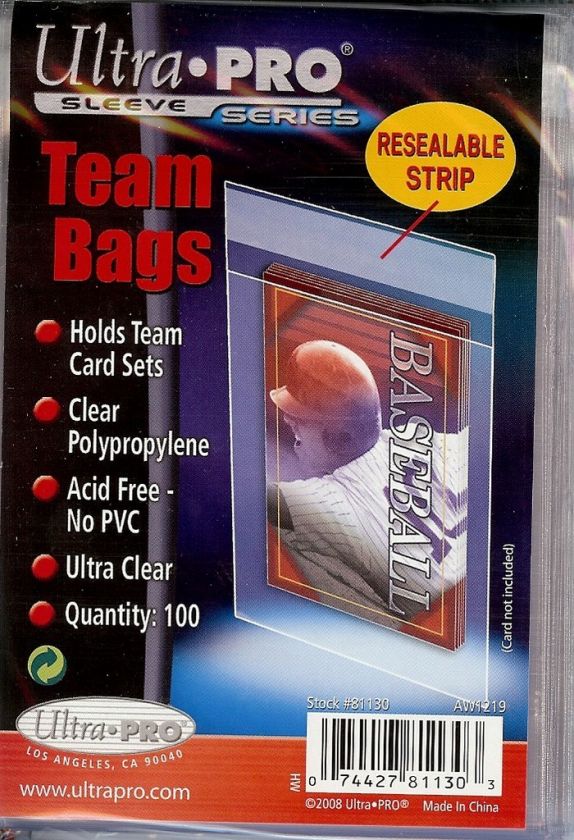 600 Ultra Pro Team Bags Resealable 6 packs of 100  