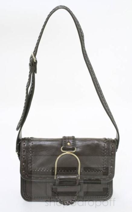 Jimmy Choo Brown Leather Whipstitched Leah Crossbody Bag  