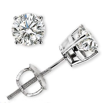 08 ct G SI1 ROUND CUT DIAMOND STUD EARRINGS 14k WG  