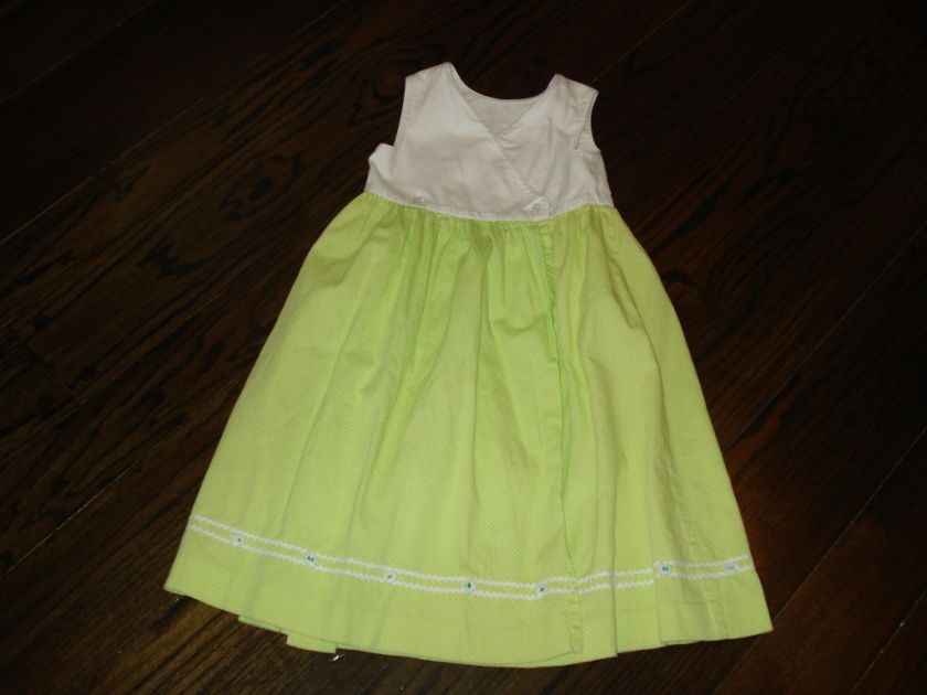 Girls Talbots Kids Green White Wrap Dress Size 6 X  