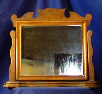 Antique Wood Mahogany Mans Shaving Mirror  