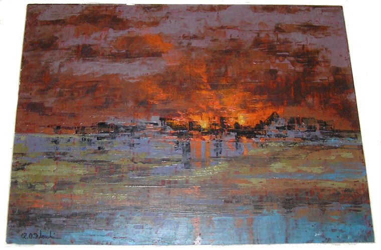 Richard Florsheim Sunset Landscape Oil Painting  