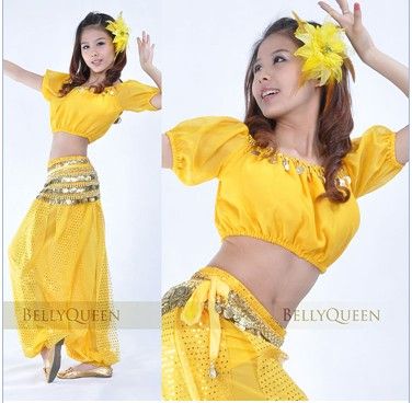 SEXY SEQUIN BELLY DANCE COSTUME TOP +SEQUIN BALLON PANTS BD 024 