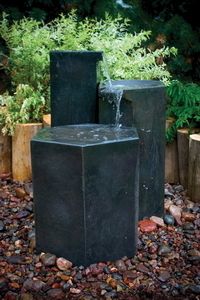 Formal Basalt 3 Column Set Pond Fountain w/Basin & Pump  