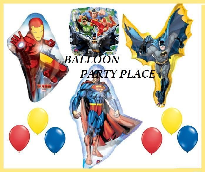 SUPERHERO JUSTICE LEAGUE birthday party BALLOONS superman spiderman 