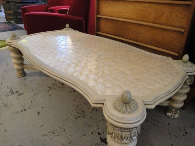 Hollywood Regency CAPIZ SHELL Coffee Table  