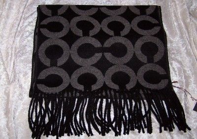 NWT COACH SCARF REBECCA OP ART 100% CASHMERE SCARF 97461 SIG C RETAIL 