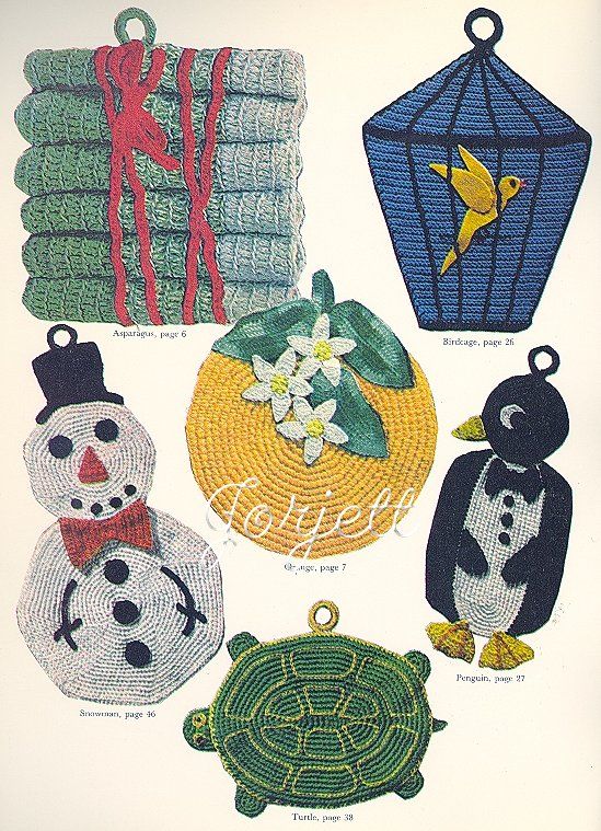 Novelty Pot Holders crochet patterns OOP new RARE  