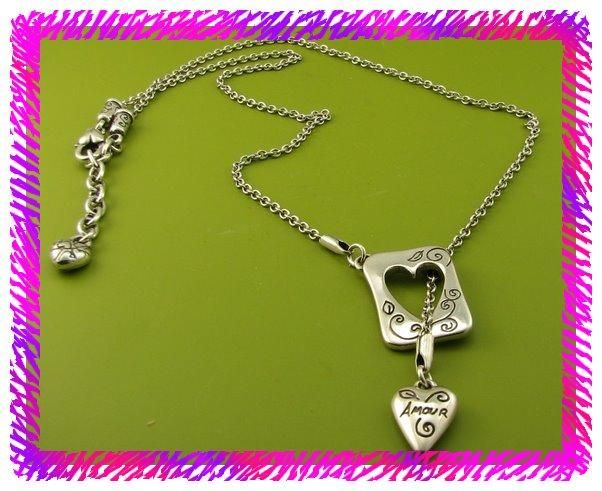BRIGHTON Silver AMOUR HEART Long Necklace NWotag  