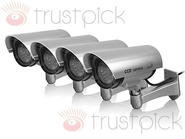 4X FAKE DUMMY SECURITY CAMERA LED FLASH LIGHT SURVEILLANCE OUTDOOR 