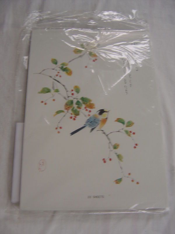 vtg WWII JAPANESE PAPER STATIONARY Cherry Blossom Bird  