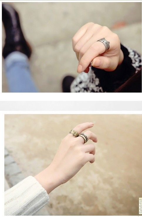 Fashion Amazing Retro Cute Bear adjustable Rings great gift w03 & gold 