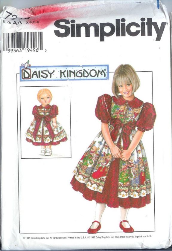 Simplicity Daisy Kingdom Girls/17 Doll Dress Pattern  