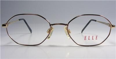   90s VINTAGE GOLD METAL OCTAGON EYEGLASS FRAME BLUE TRIM MED  