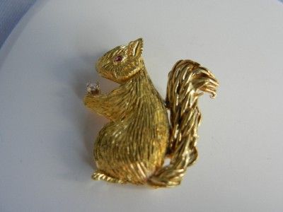 Maurice Guyot Squirrel Pin in 18k Yellow Gold  