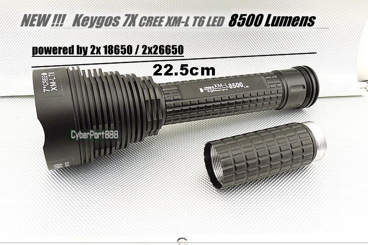 8500 Lumens 7x CREE XM L XML T6 LED Flashlight Torch +3x 26650 