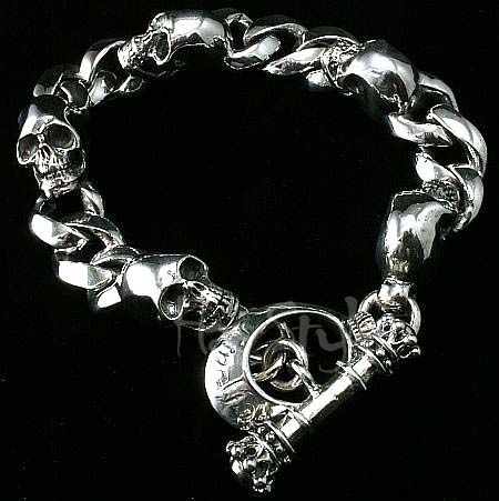 King Baby Studio Mens Integrated Skull Bracelet SILVER  