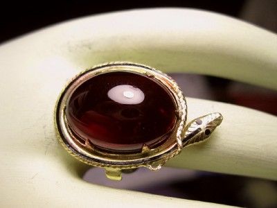   ANTIQUE VICTORIAN ETRUSCAN REVIVAL 10K GOLD BOHEMIAN GARNET SNAKE RING