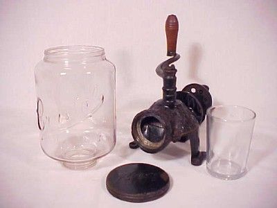   Antique Arcade Crystal #3 Coffee Grinder Mill & Original Catch Cup